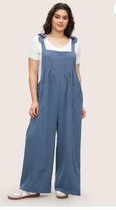 BloomChic-Soild Pleated Detail Pocket Knotted Shoulder Overall Jumpsuit (Stone)